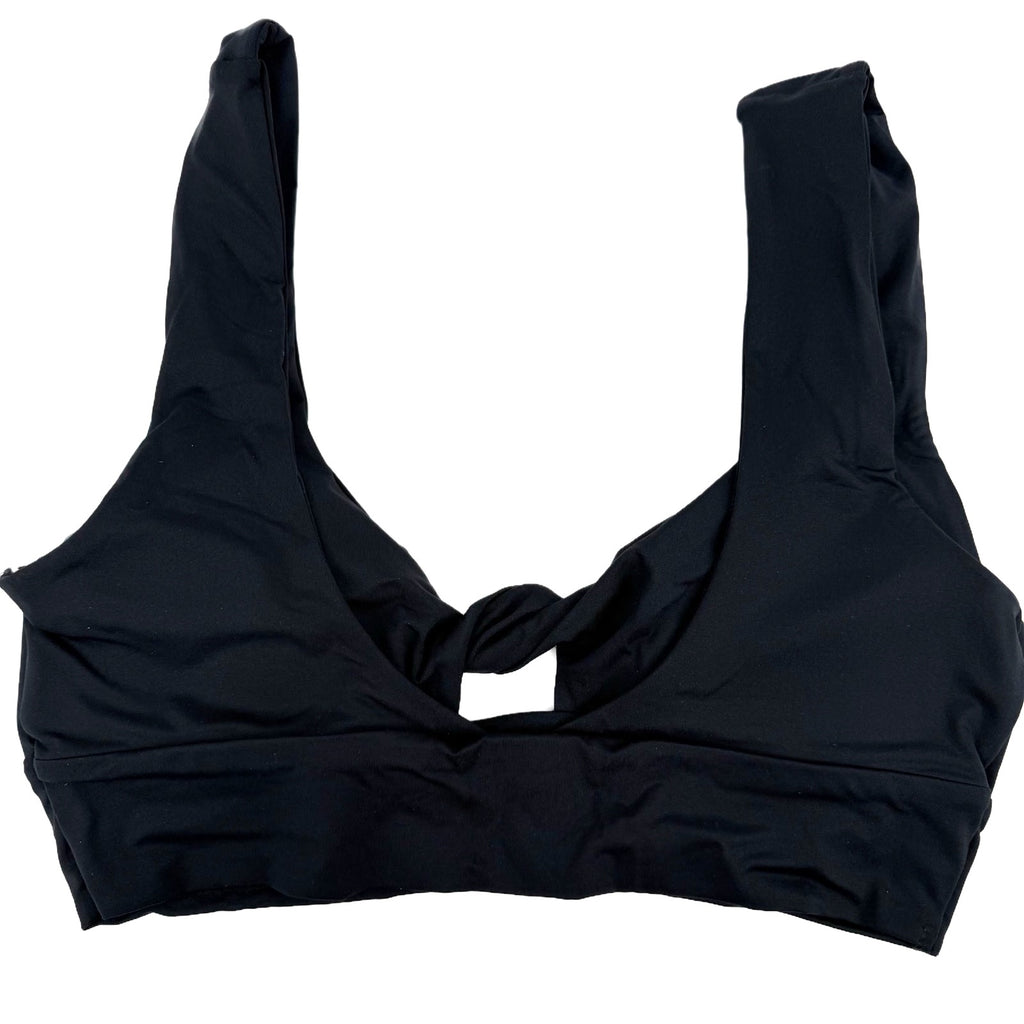 PRANA Women's Under The Palms Bikini Top Large Black Twist Front NWT