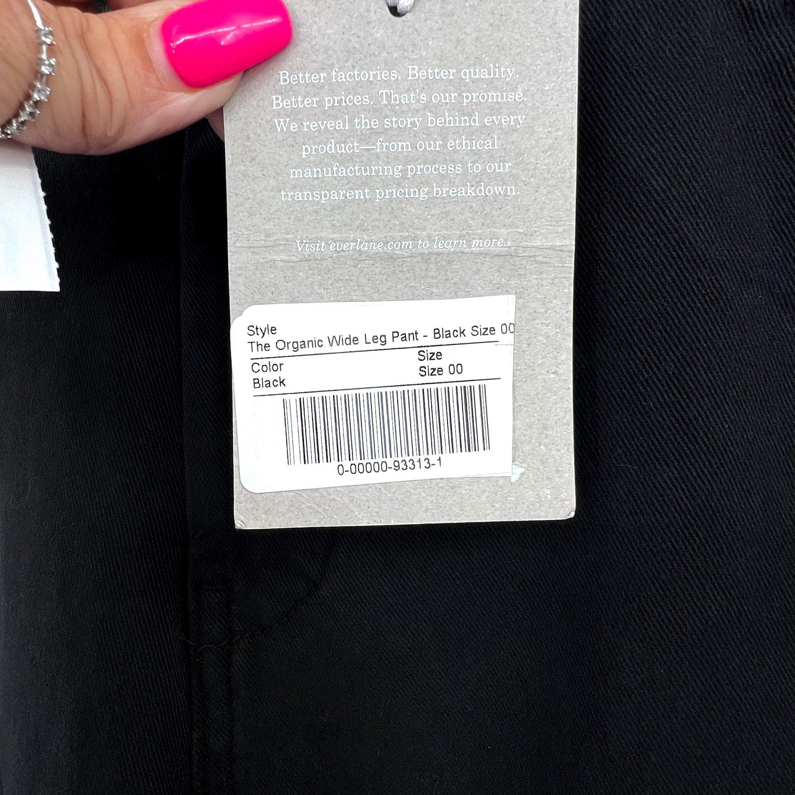 EVERLANE Womens Organic Wide-Leg Crop Pants Size 00 Black Chino Twill NWT