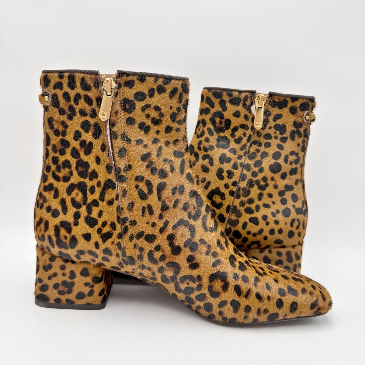 Sam Edelman Womens Paige 2 Ankle Booties Size 8.5 M Leopard Print Leather NWOB