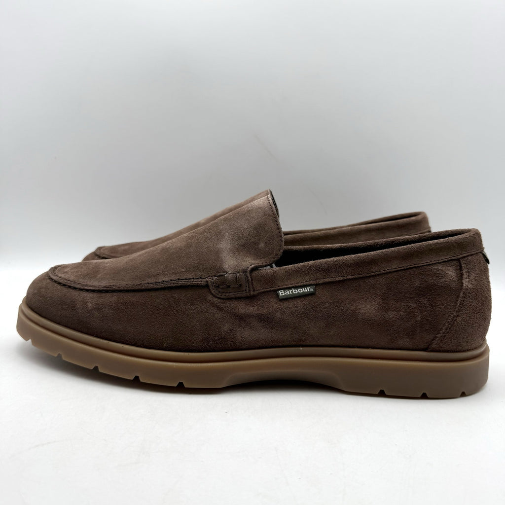Barbour Mens Carty Loafer US 12 EU 45 Brown Suede Slip On NIB