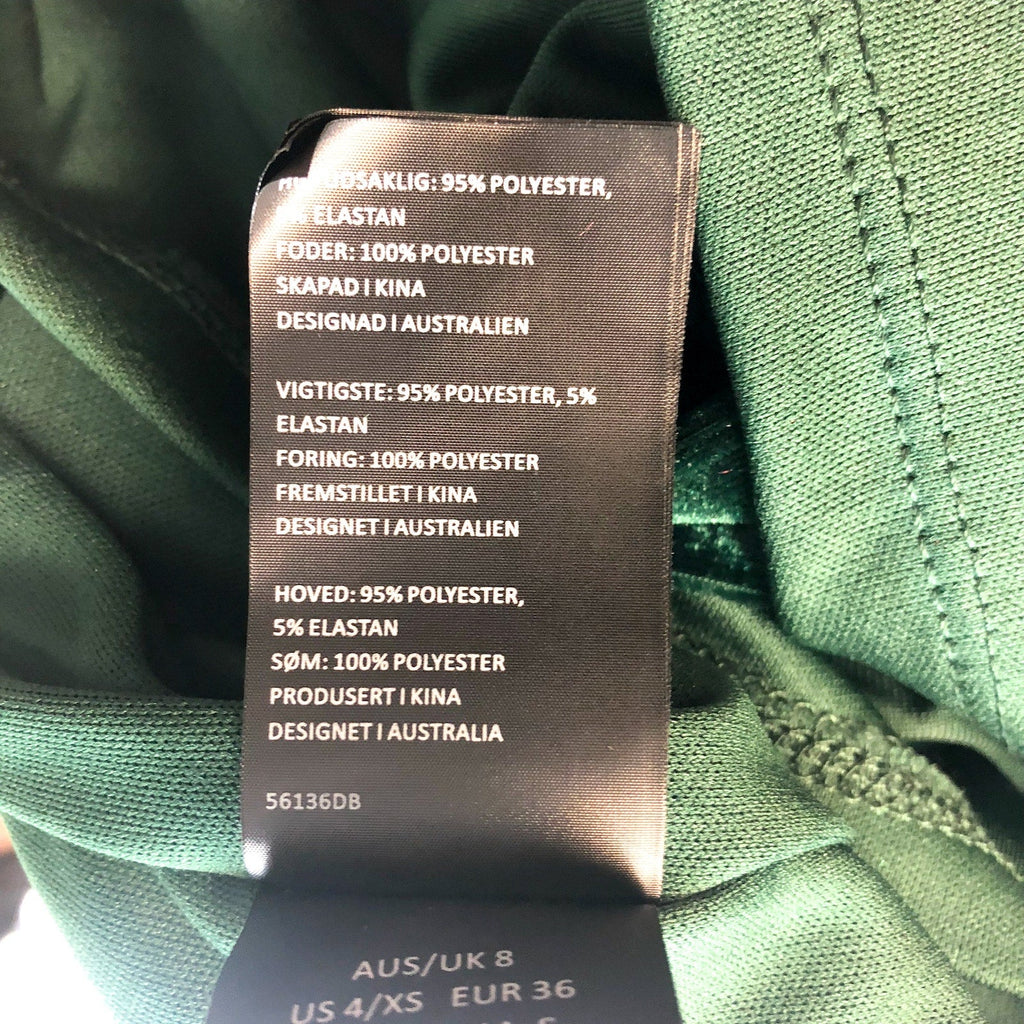 BARDOT Women's Kalani Cowl Back Velvet Dress US 4 Dark Green Long Sleeve NWT