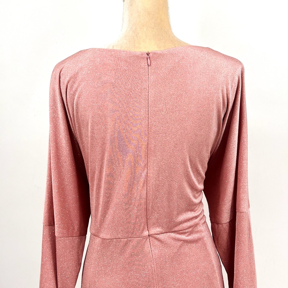 LONDON TIMES Women's Criss Cross Waist Dress 20W Pink Sparkle 3/4 Sleeve NWT