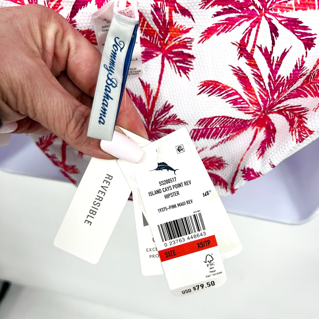 TOMMY BAHAMA Island Cays Hipster Bikini Bottom XS Pink Maui Print Reversible NWT
