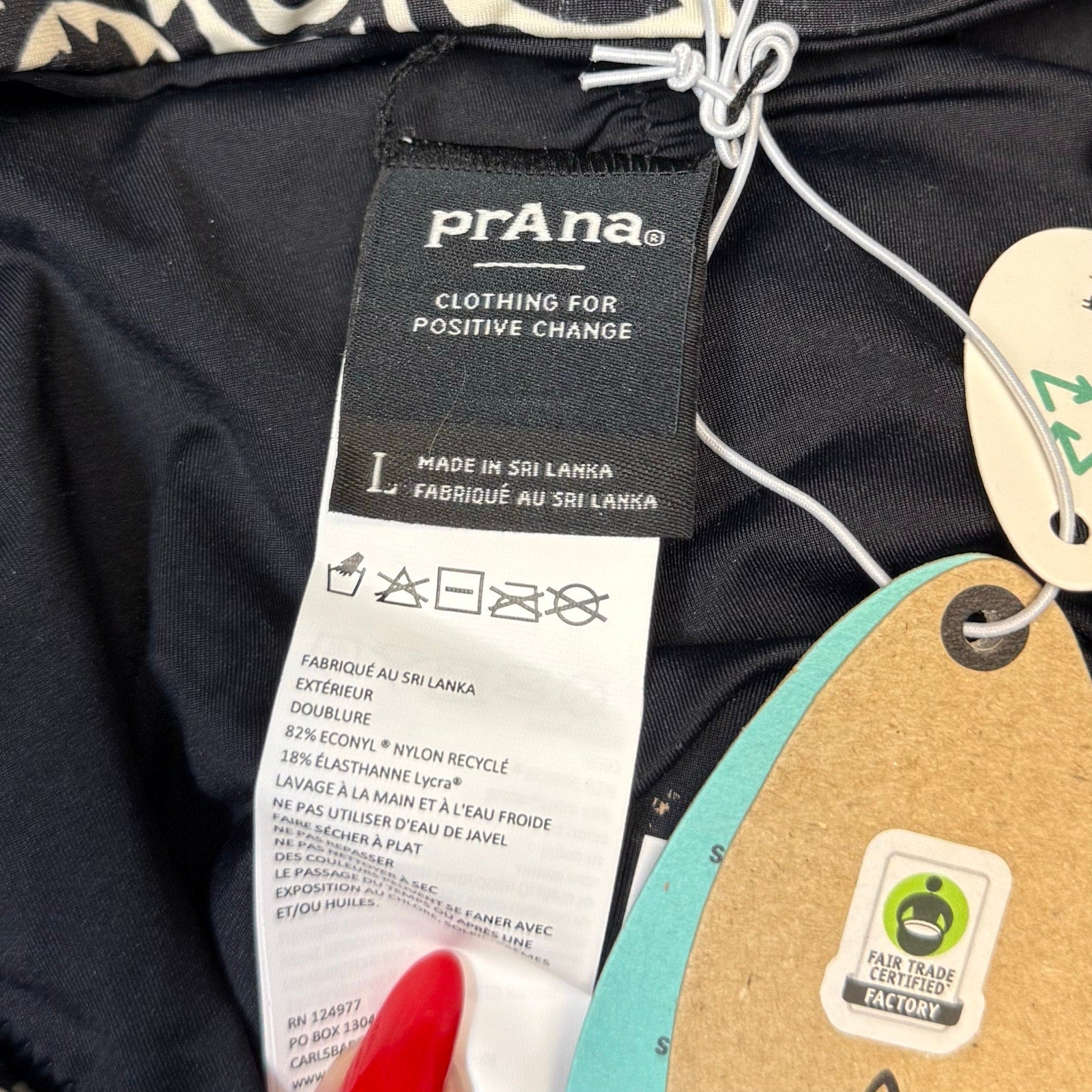 PRANA Women's Ruby Beach Bottom Large Black Flora Fauna Print Side Lace NWT