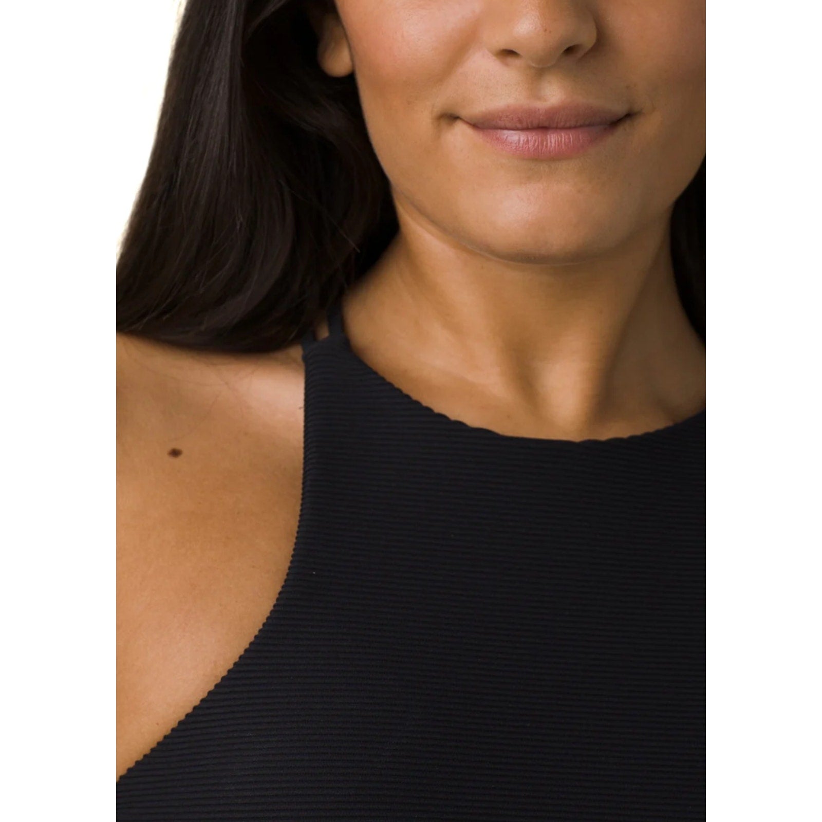 PRANA Women's Onyx Bay Bikini Top Small Black Ottoman High Neck Ribbed NWT