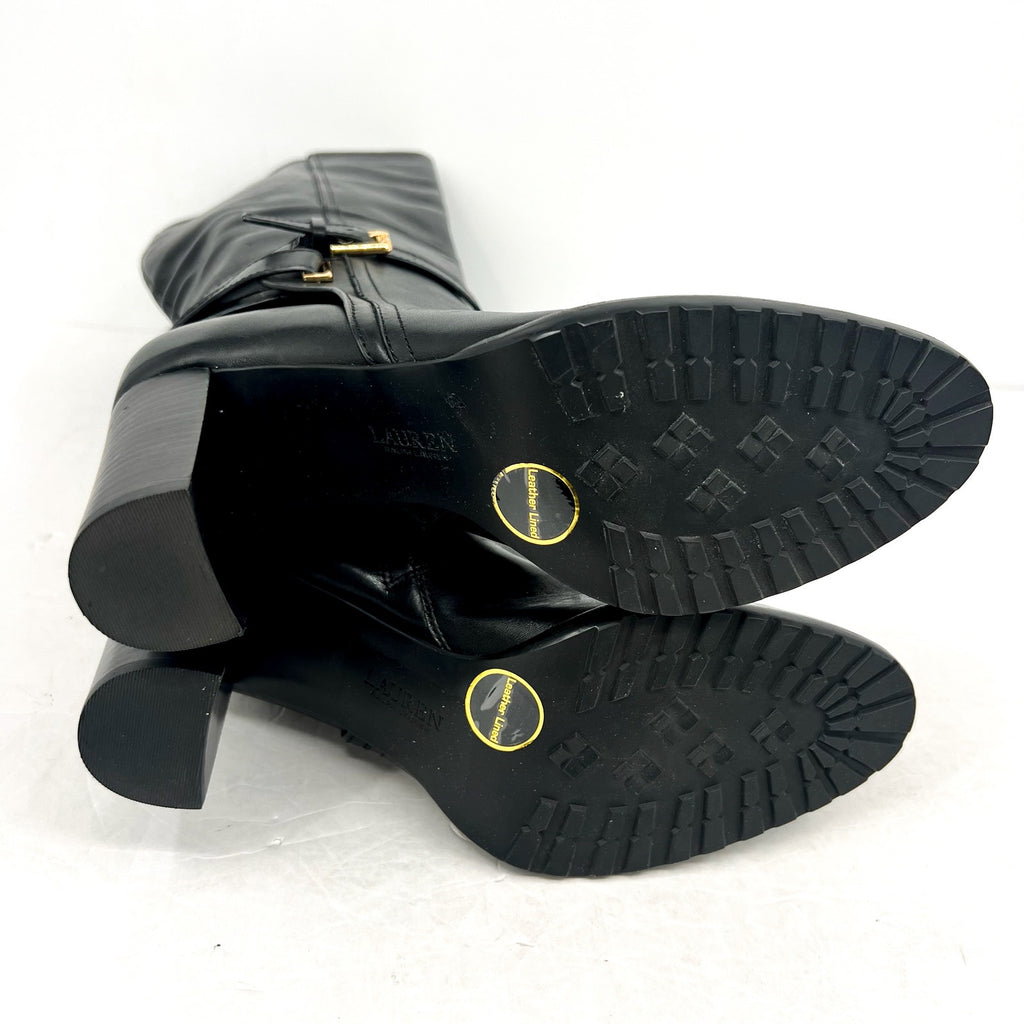Lauren Ralph Lauren Womens Manchester Knee High Boots US 10 Black Leather NWOB