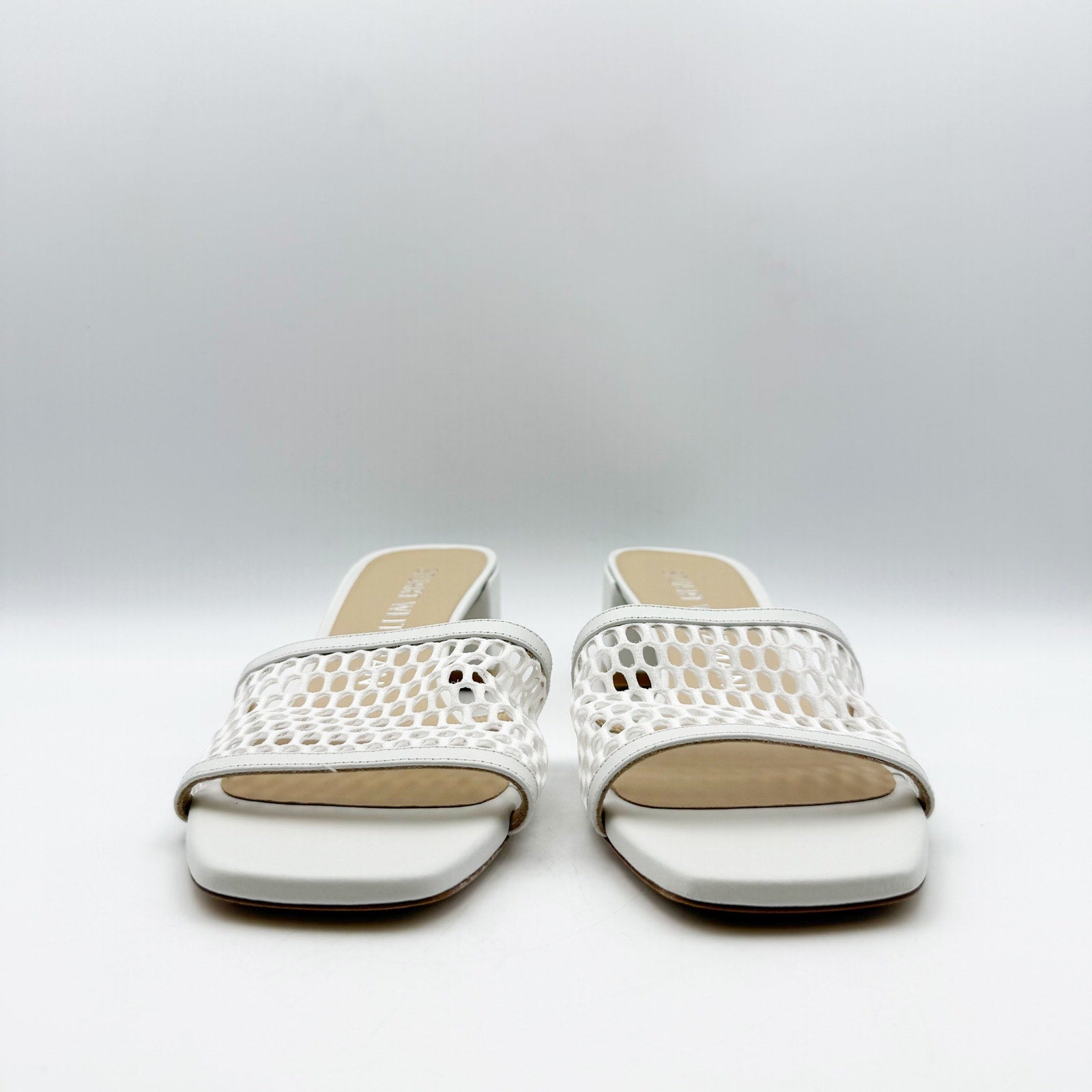 Stuart Weitzman Cayman 35 Slide Heels US 8.5 White Slip On Sandals NIB