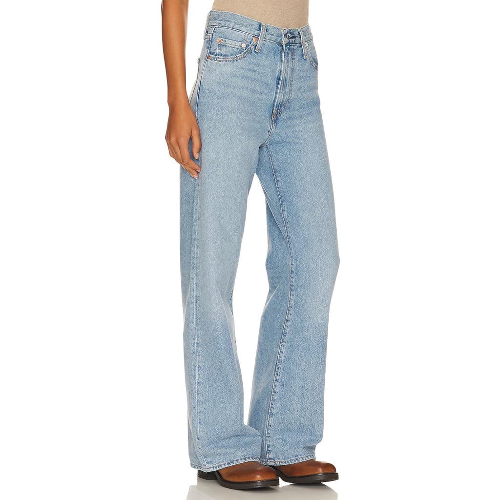 Levi's Womens Ribcage Wide Leg Jeans 26x32 Size 2 Light Blue A6081-0002 NWT