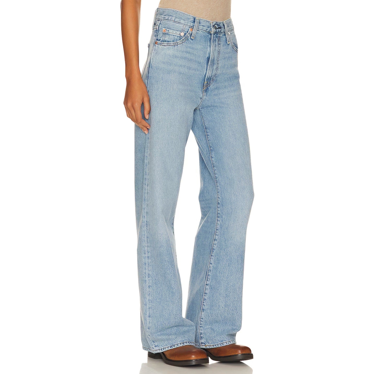 Levi's Womens Ribcage Wide Leg Jeans 26x32 Size 2 Light Blue A6081-0002 NWT