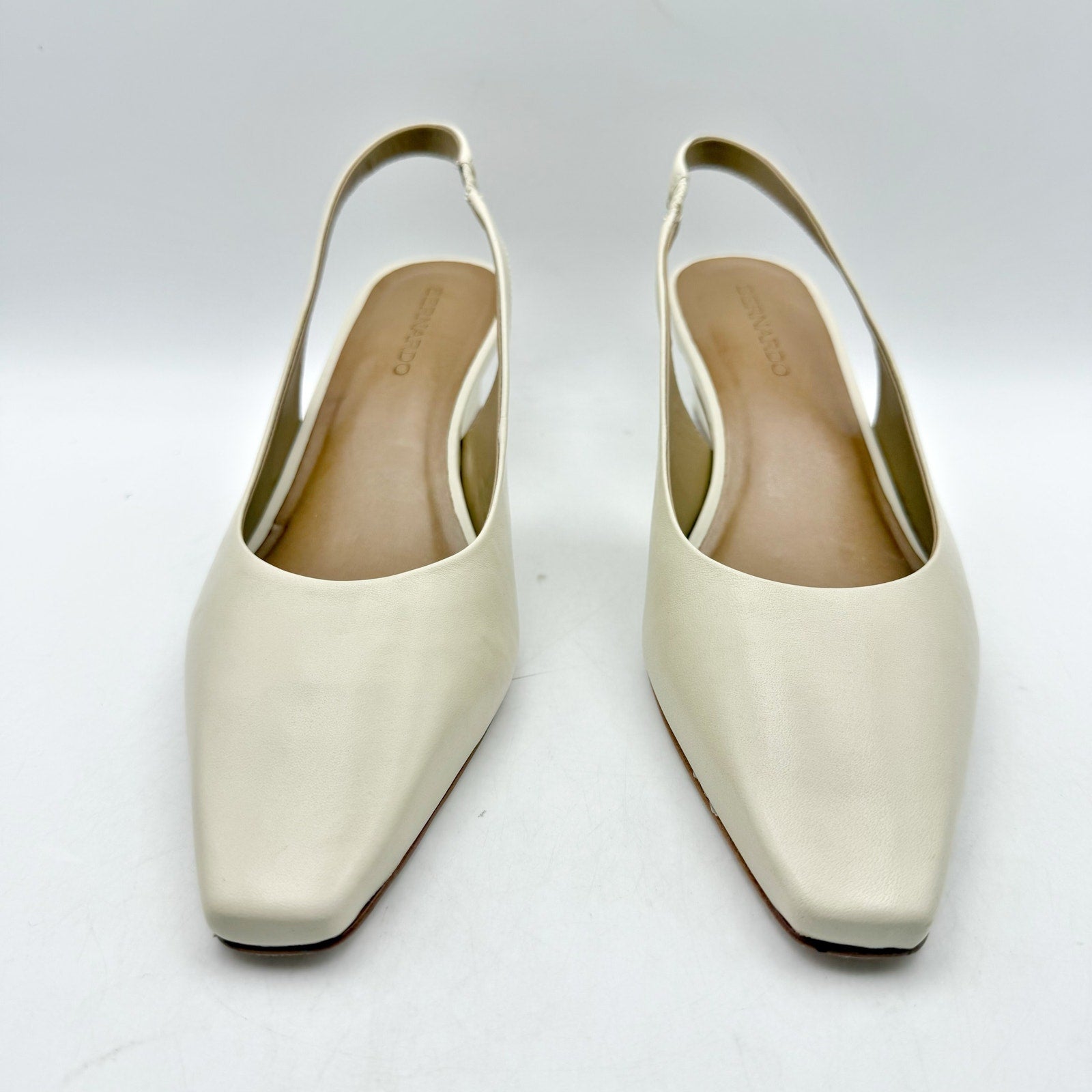 Bernardo Womens Ariella Pumps US 8 M Beige Eggshell Leather Slingback NIB