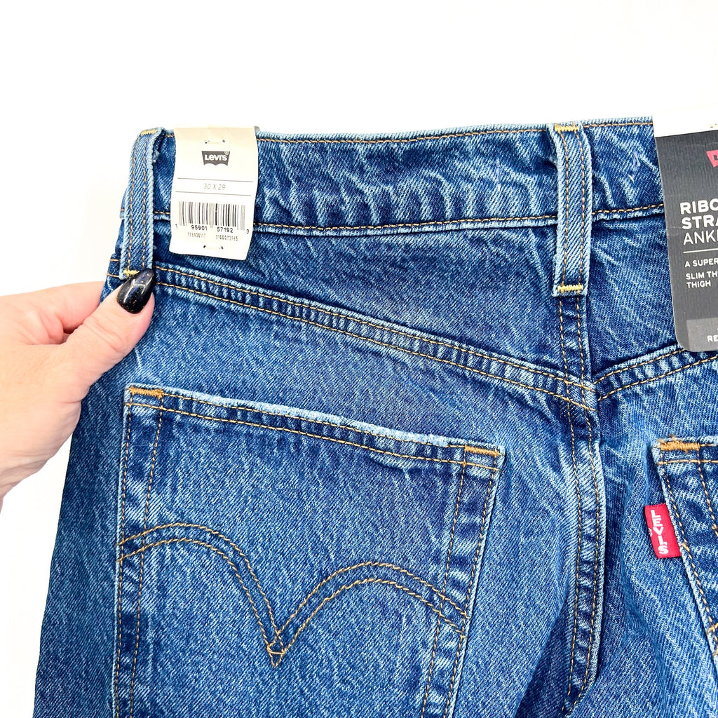 Levi's Womens Ribcage Straight Ankle Jeans 30x29 10 Jazz Pop Blue 72693-0177 NWT
