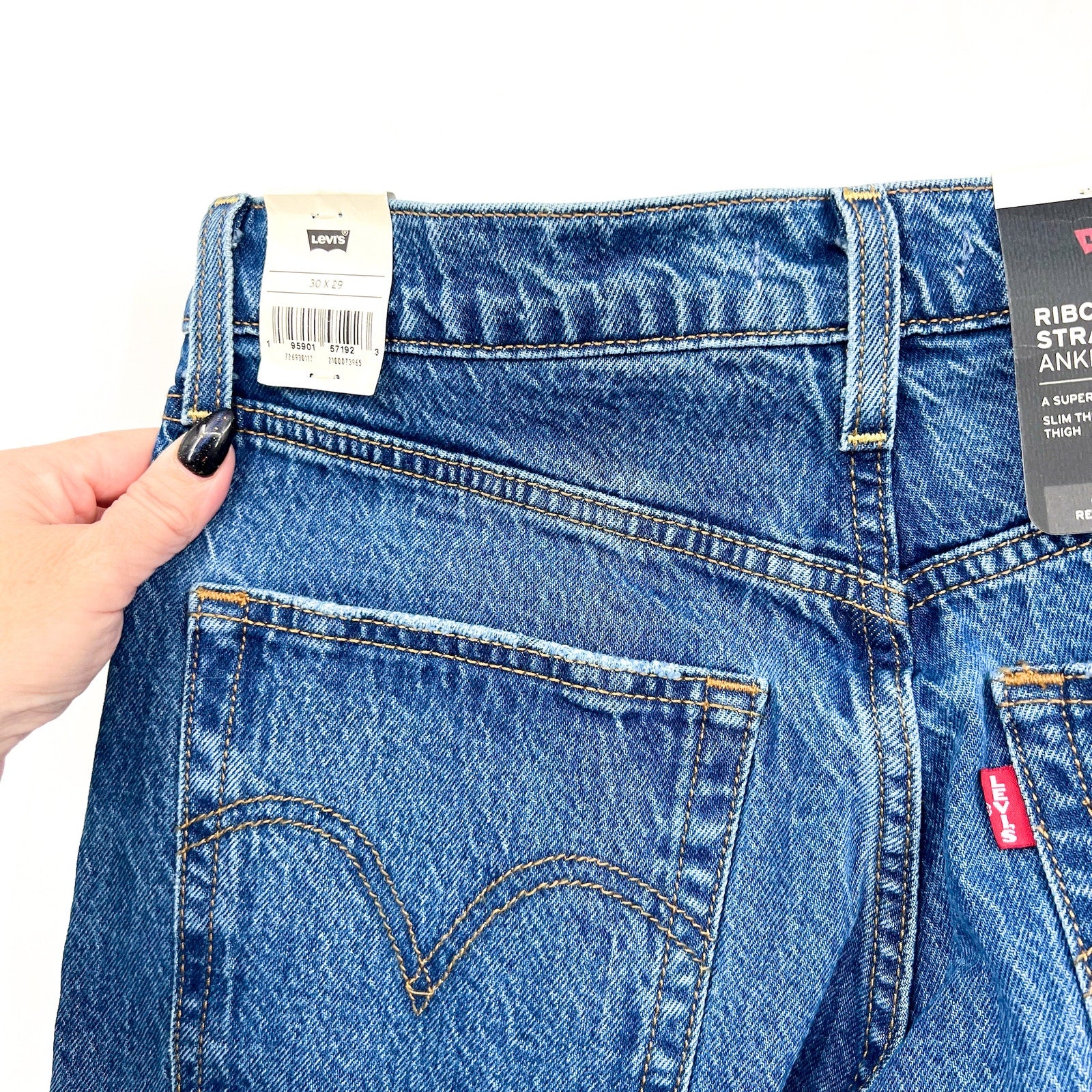Levi's Womens Ribcage Straight Ankle Jeans 30x29 10 Jazz Pop Blue 72693-0177 NWT