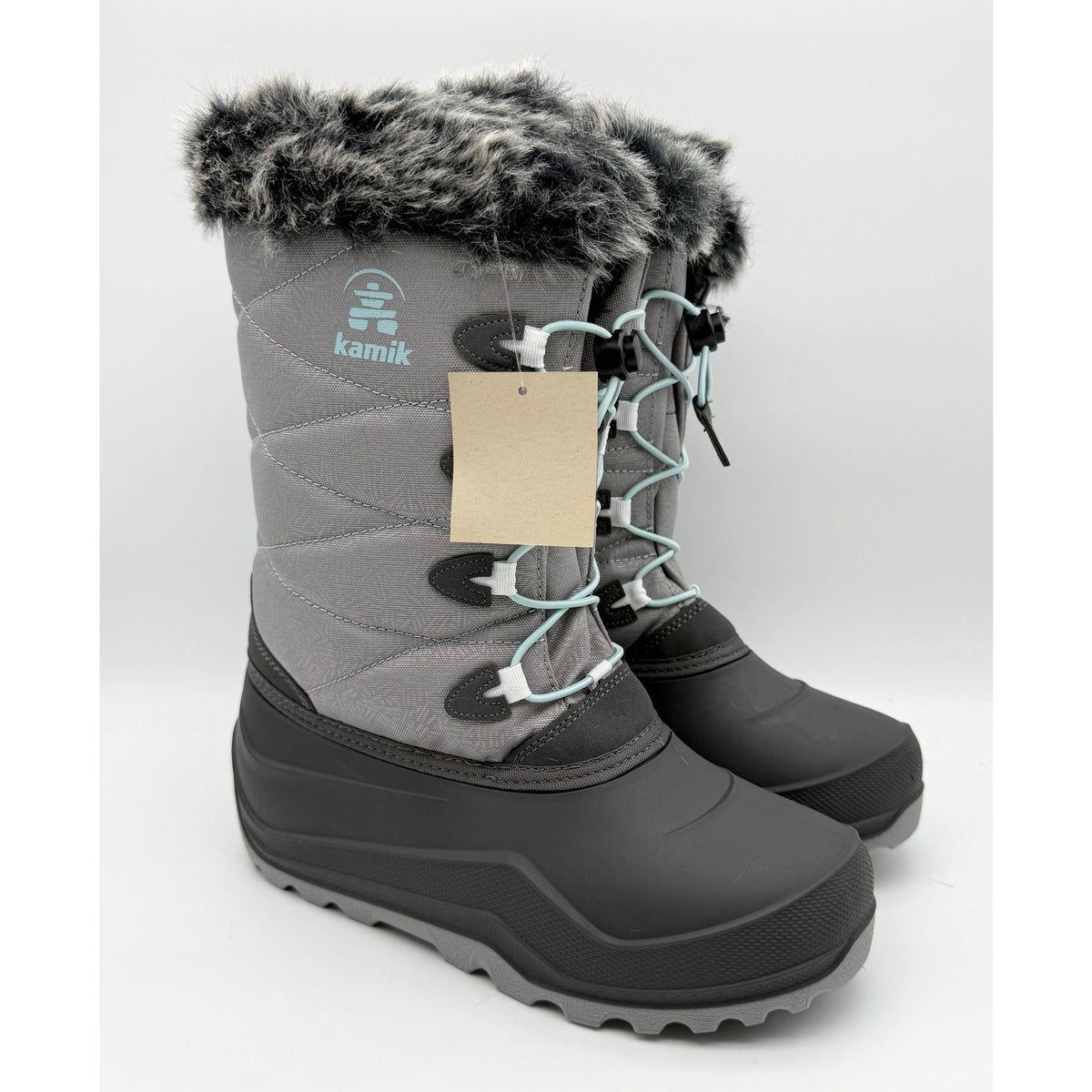 Kamik Big Kids SNOWANGEL Boots Size 7 EU 39 Grey Blue Insulated Waterproof NIB