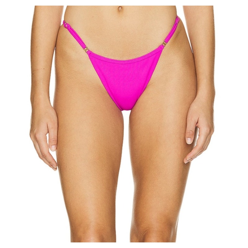 L*SPACE Women's Remi Bitsy Bikini Bottom Medium Pink Bright Fuchsia Cheeky NWT