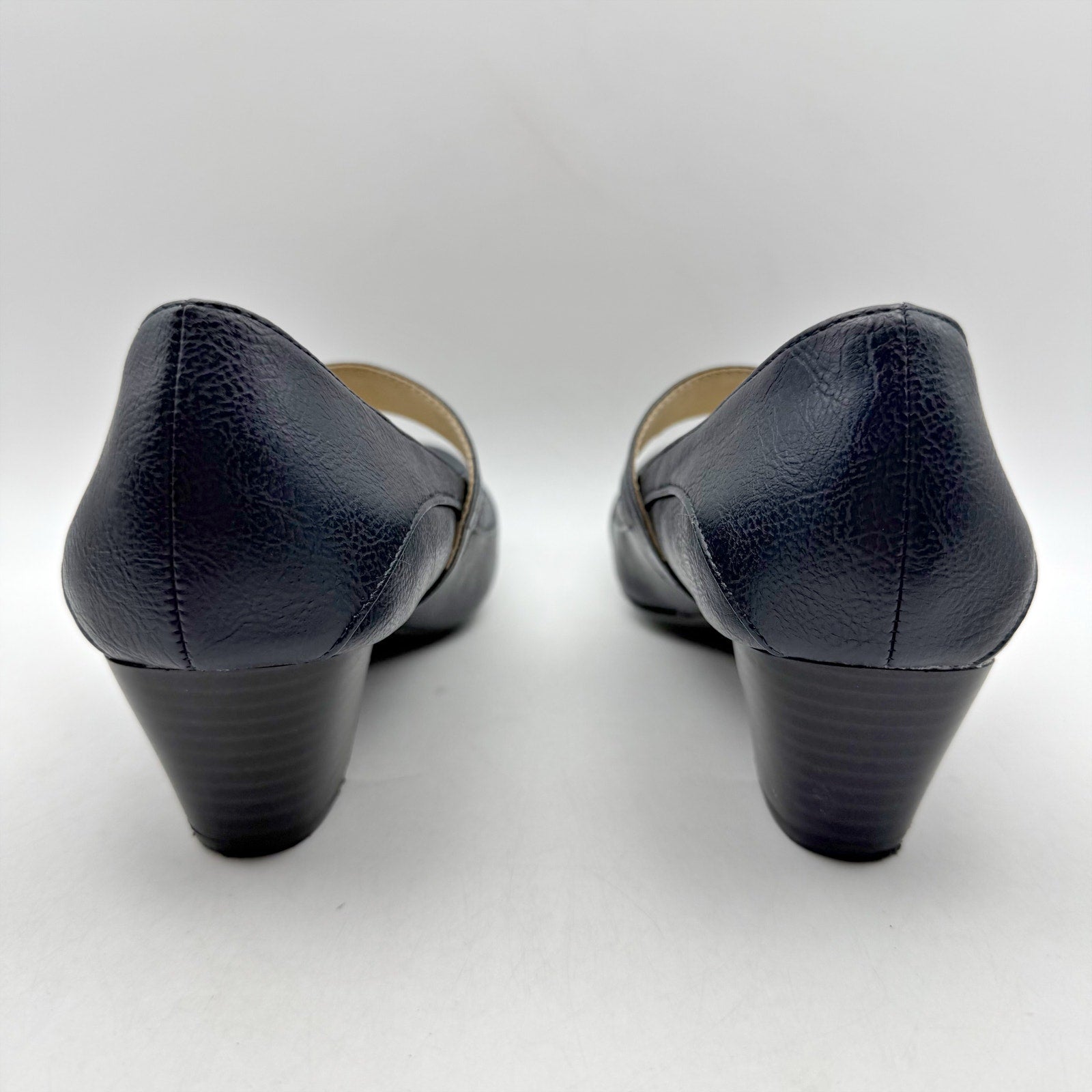 LifeStride Womens Rozz Mary Janes Pumps US 7 Wide EU 37 Navy Vegan Leather NIB