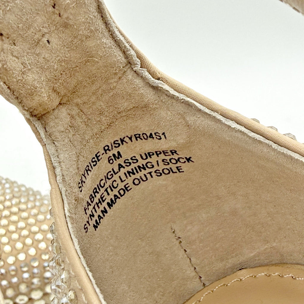 Steve Madden Womens Skyrise Platform Pumps US 6 M Tan Rhinestone NWOB