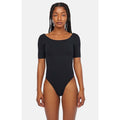 LACAUSA ANTHROPOLOGIE Womens Dawn Bodysuit Large Black Tar Short Sleeve NWT