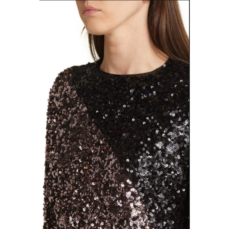 CHELSEA28 Colorblock Sequin Cocktail Dress XS Black Long Sleeve NWT
