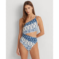 Lauren Ralph Lauren Printmix One Shoulder One Piece Swimsuit Size 8 Blue NWT