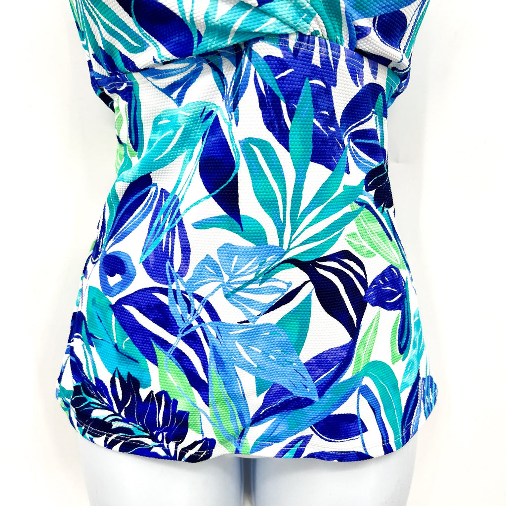 TOMMY BAHAMA Marina Underwire Tankini Top Large Beach Glass Blue Island Cays NWT
