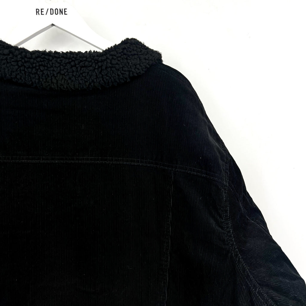 JOHNNY BIGG Men's Corduroy Sherpa Shacket Size 7XL Black Long Sleeve NWOT