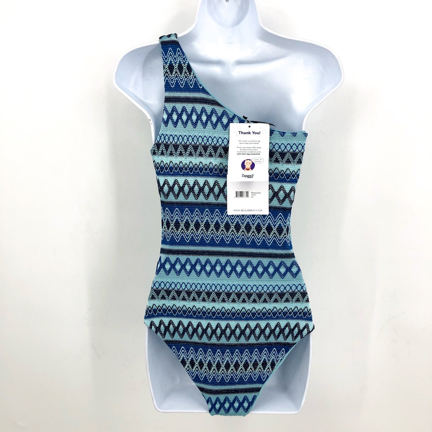 BEACH RIOT Women's Alba One Piece Swimsuit Small Blue Daydream Chevron NWOT