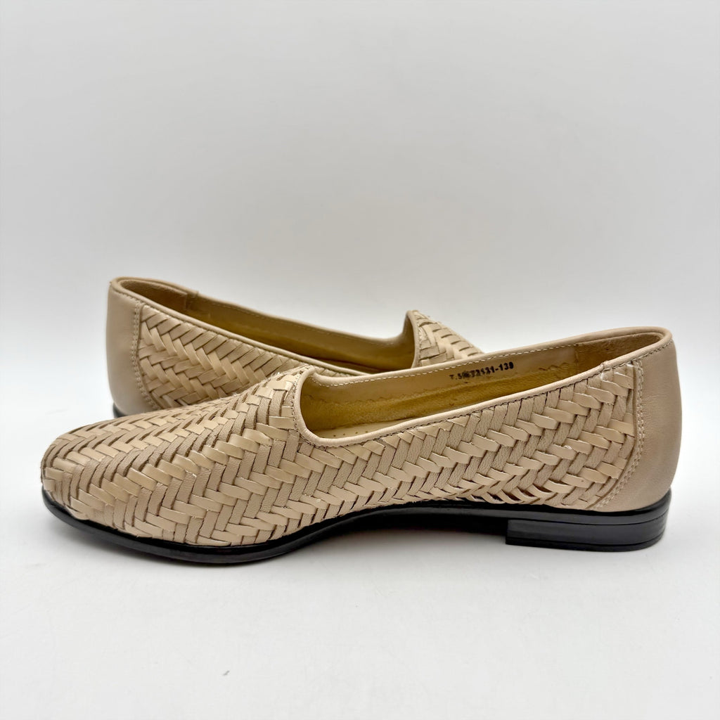 Trotters Womens Liz III Loafers 7.5 NARROW Brown Woven Leather Slip-On NWOB