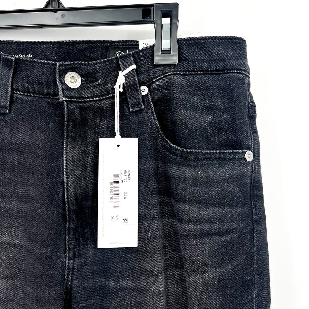 AG ADRIANNO GOLDSCHMIED Brinley Straight Leg Jeans Size 26 4 Black Glasgow NWT