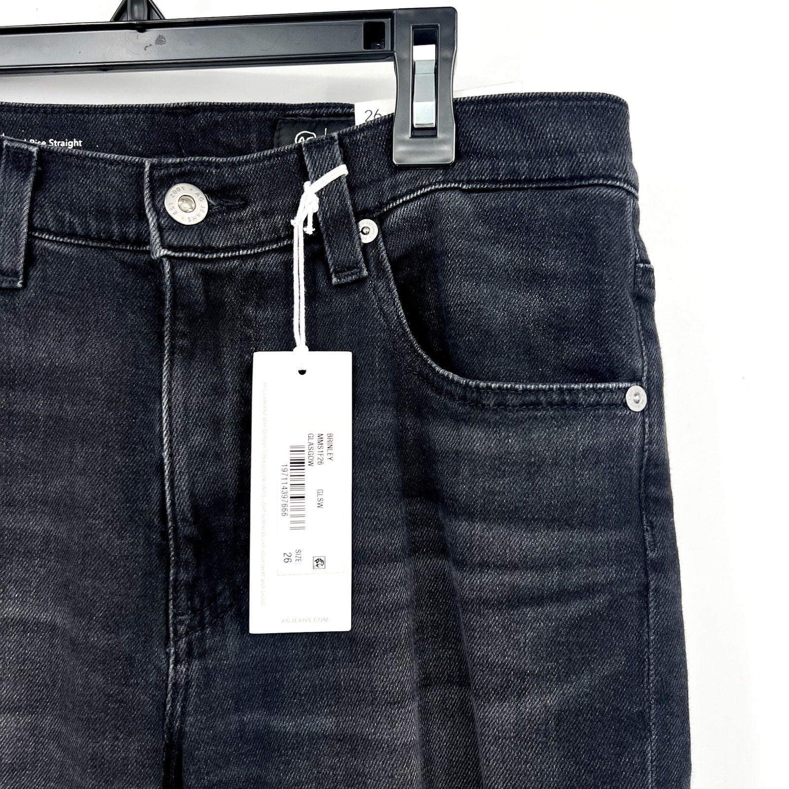 AG ADRIANNO GOLDSCHMIED Brinley Straight Leg Jeans Size 26 4 Black Glasgow NWT