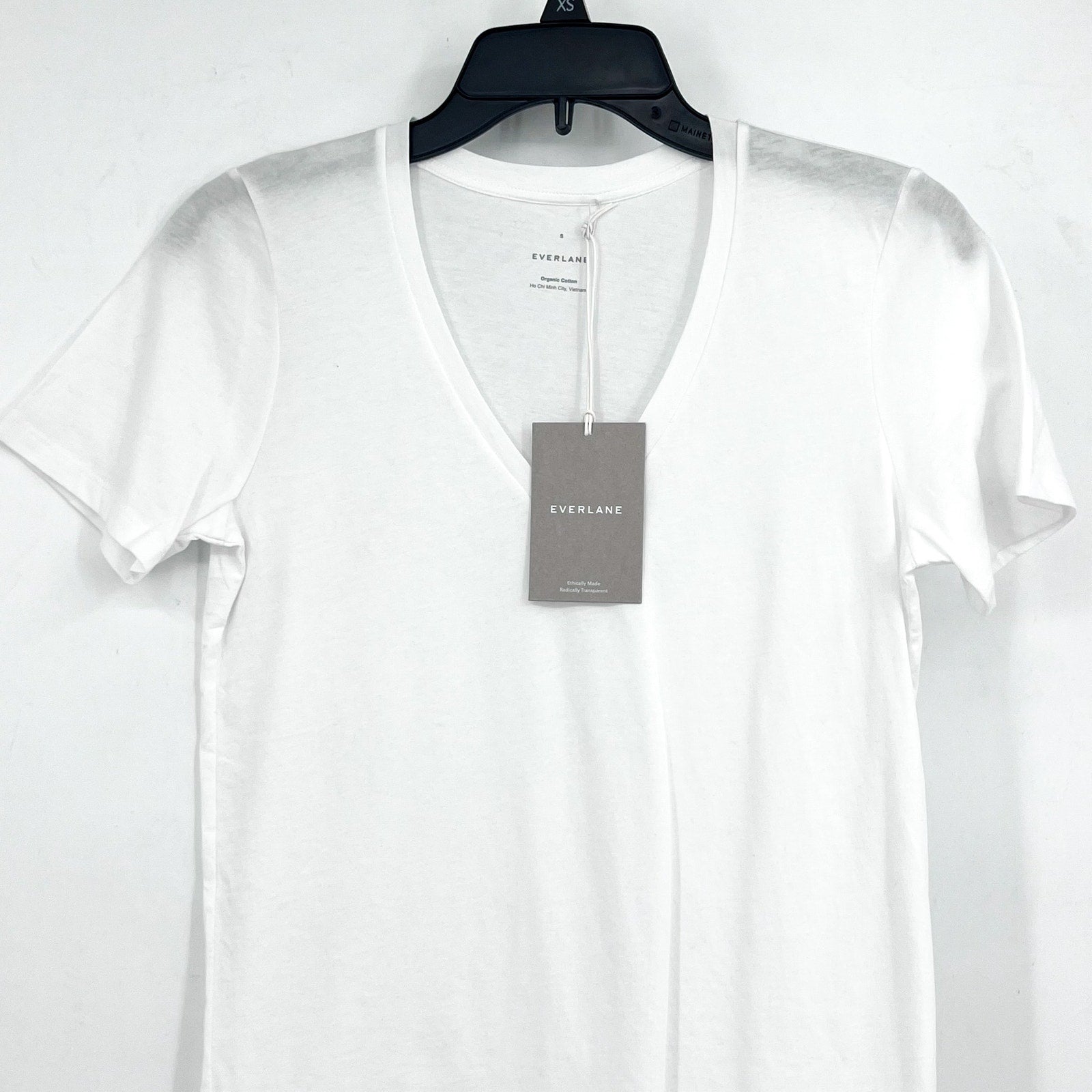 EVERLANE Women's The Organic Cotton V-Neck Tee Small White Short Sleeve NWT
