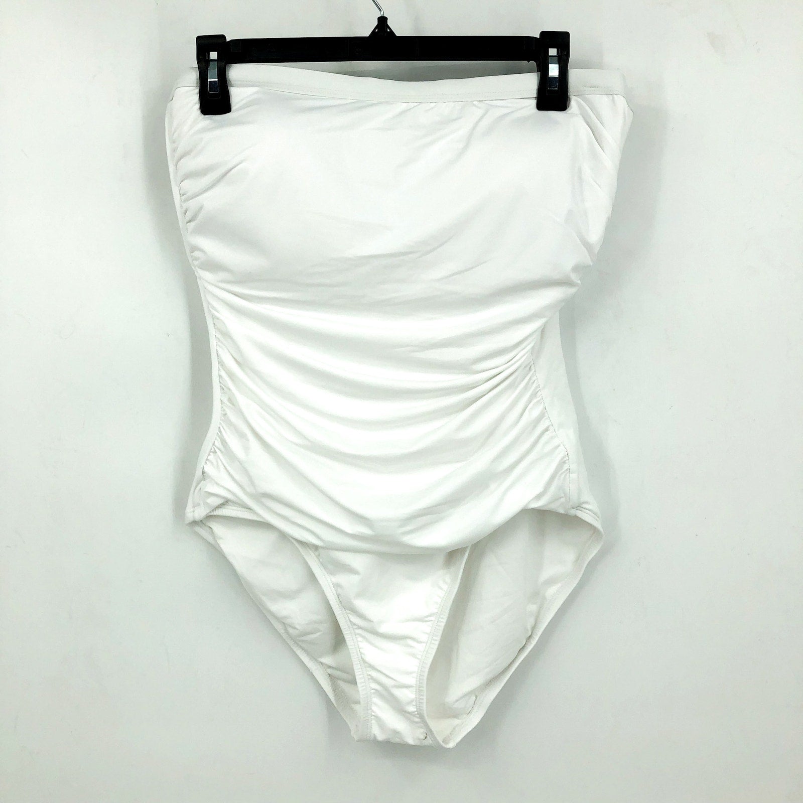 TOMMY BAHAMA Women's Pearl Bandeau One Piece Swimsuit Size 14 White Shirred NWT