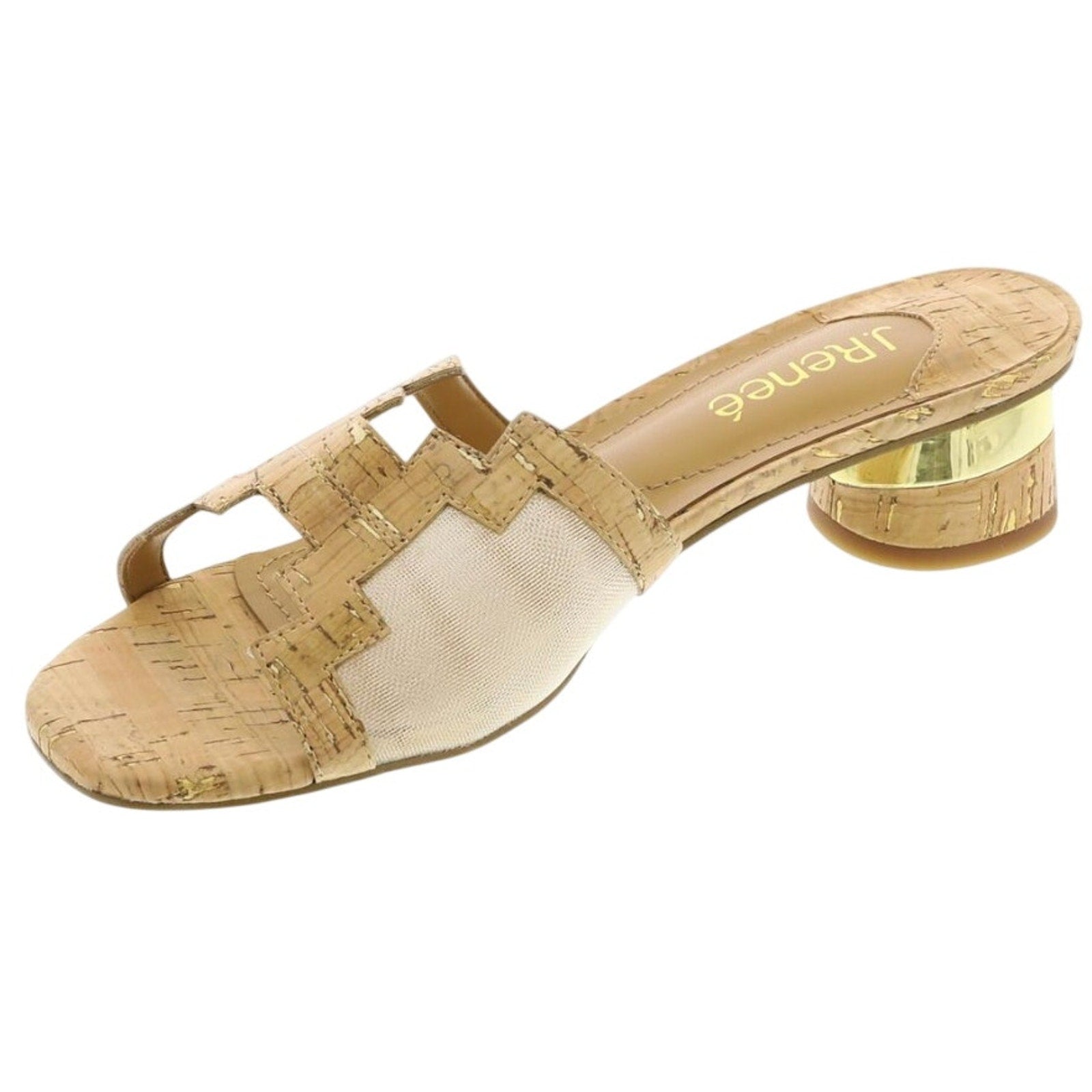 J. Renee Womens Amorra Heeled Sandals US 8.5 M Natural Gold NWOB