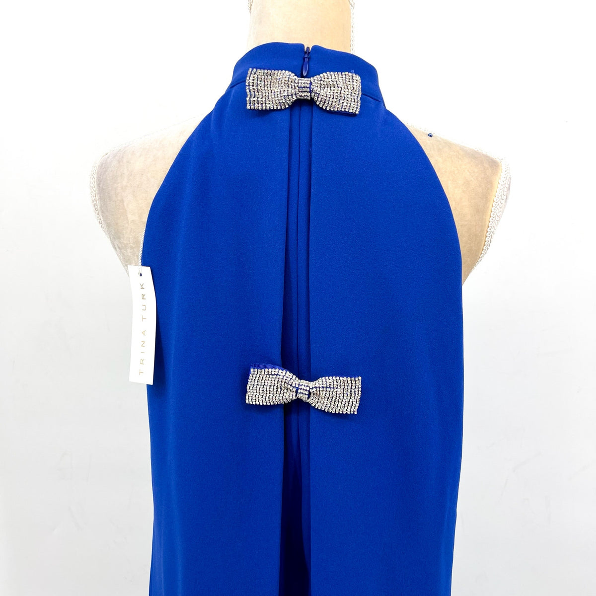 TRINA TURK Women's Tapa 2 Bow-Back Halter Mini Dress Size 6 Bewitching Blue NWT