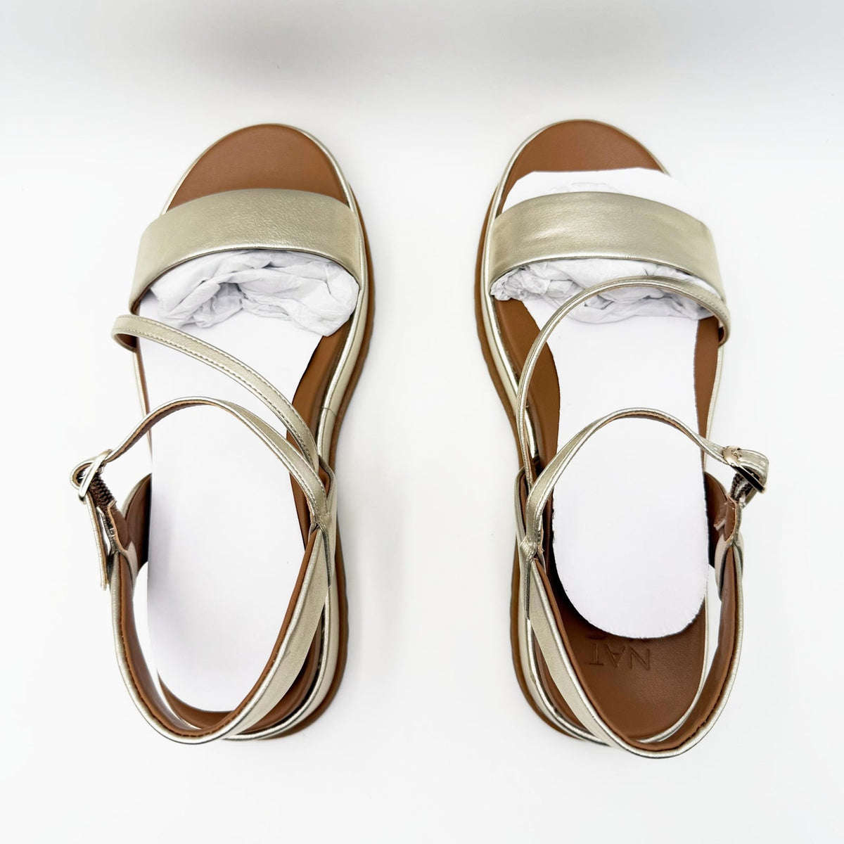 Naturalizer Womens Zayda Platform Sandals Size 7.5 EU 38 Gold Champagne NIB