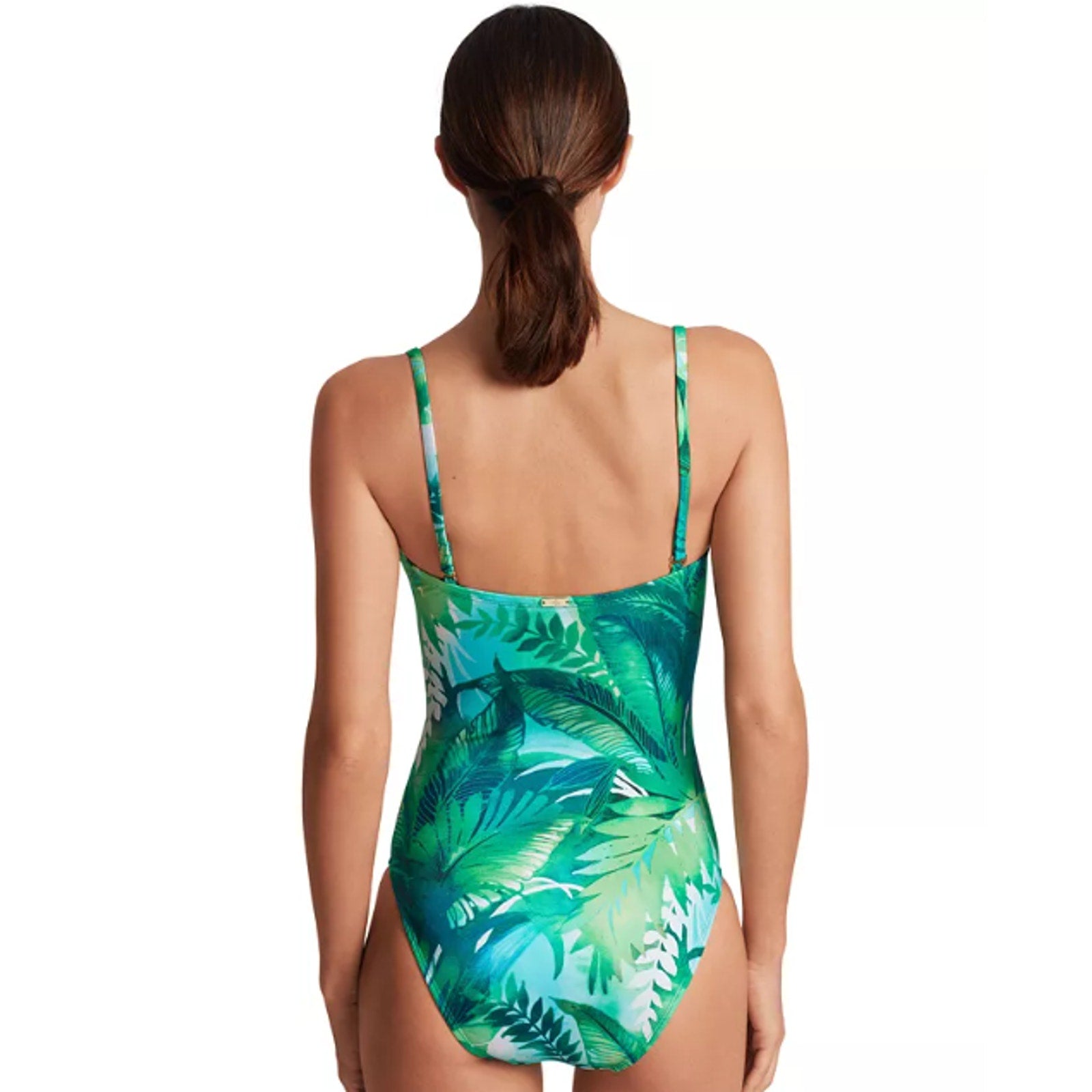 LAUREN RALPH LAUREN Women's One-Piece Swimsuit Size 10 Green Cartago Palms NWT