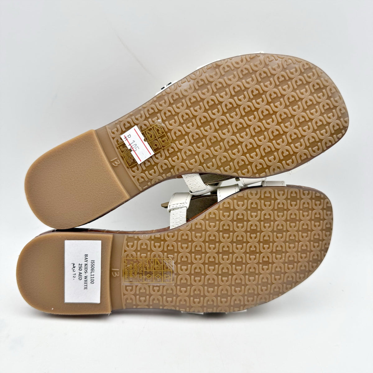 Sam Edelman Kids Bay Slide Sandals Size 13 White Leather Flats NIB