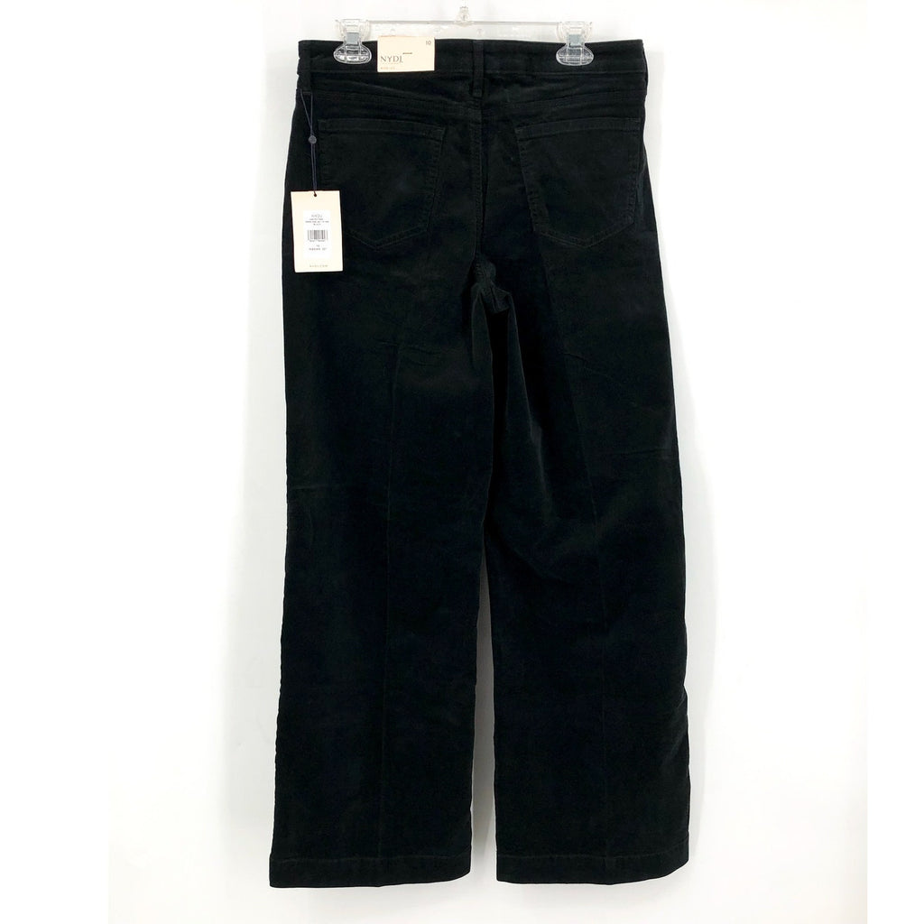 NYDJ Women's Teresa Wide Leg Trouser Pants Size 10 Black Corduroy Stretch NWT