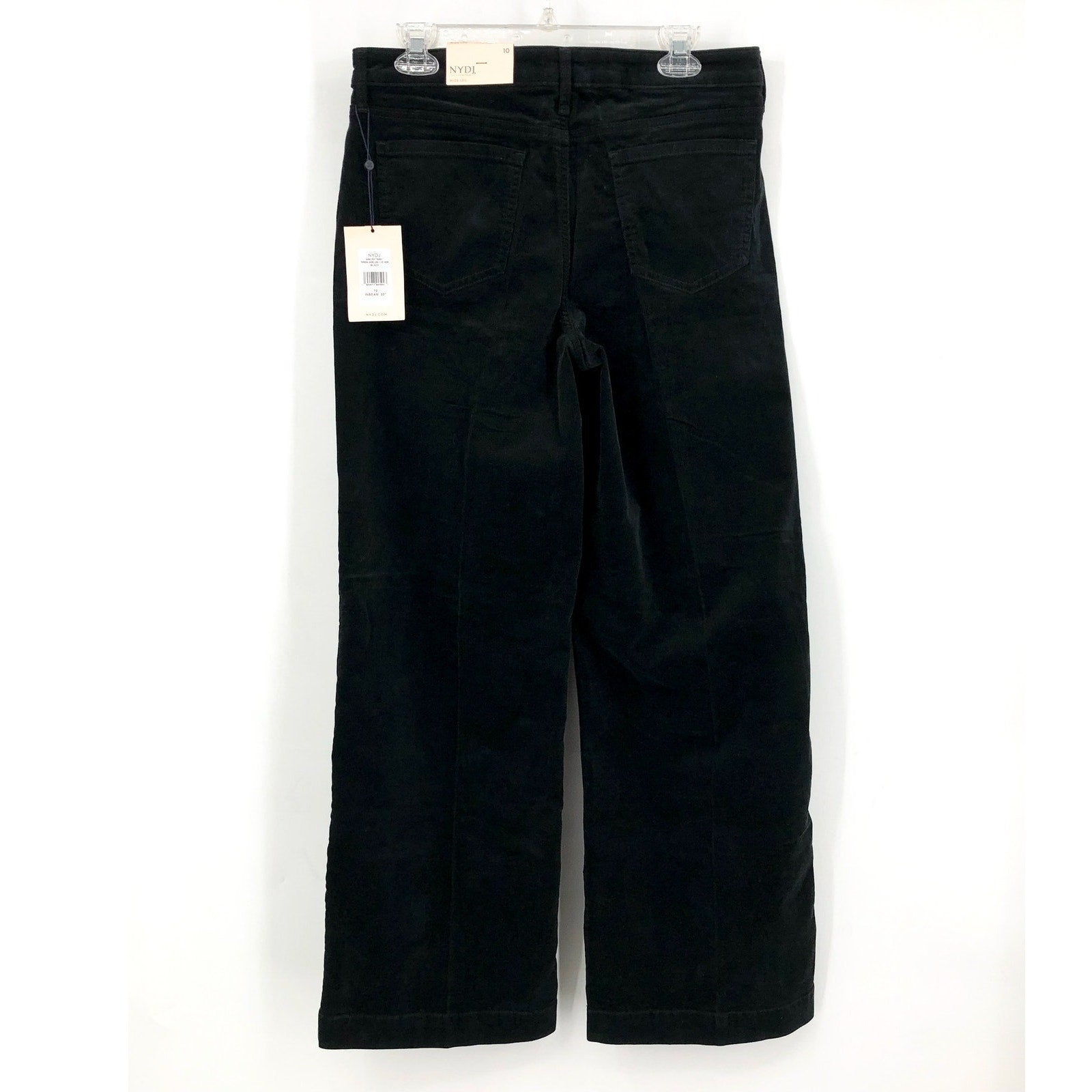 NYDJ Women's Teresa Wide Leg Trouser Pants Size 10 Black Corduroy Stretch NWT
