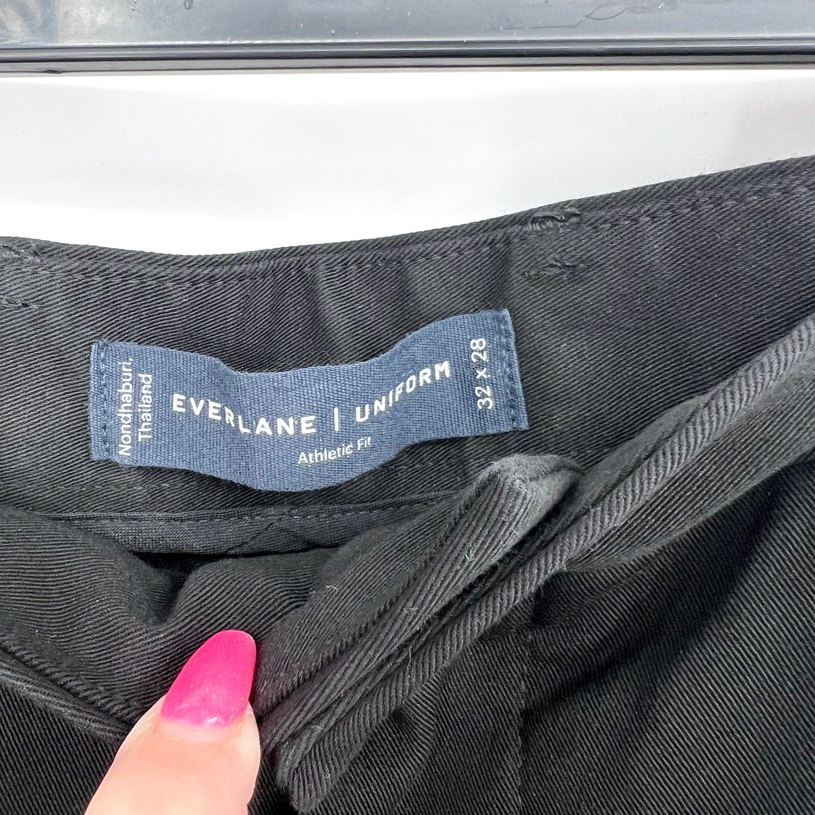 EVERLANE Uniform Mens Performance Chino Pants 32x28 Black Athletic Fit NWT