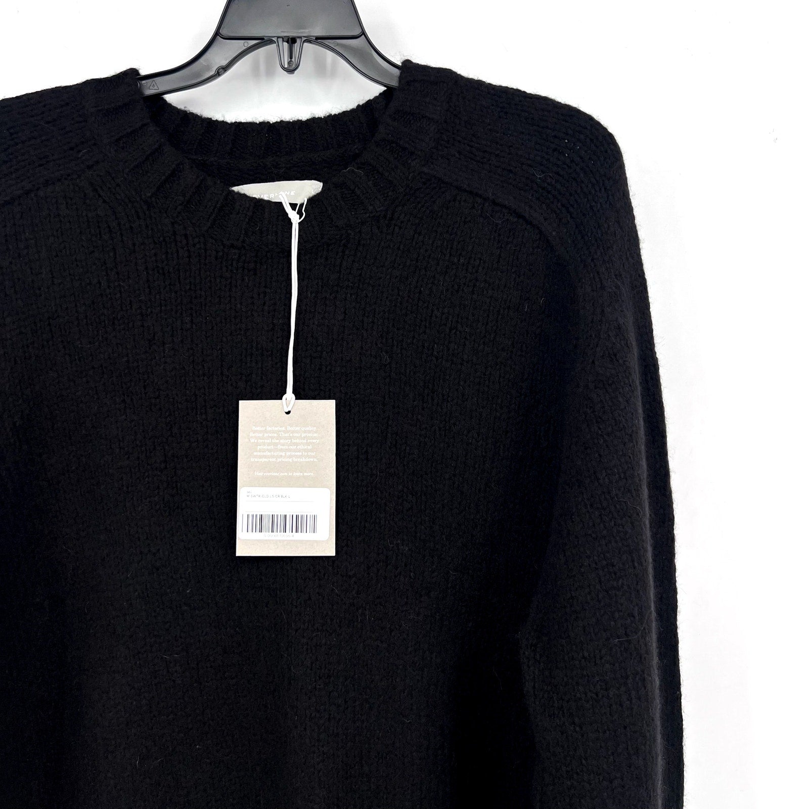 EVERLANE Men's The Cloud Crewneck Sweater Large Black Merino Wool Alpaca NWT