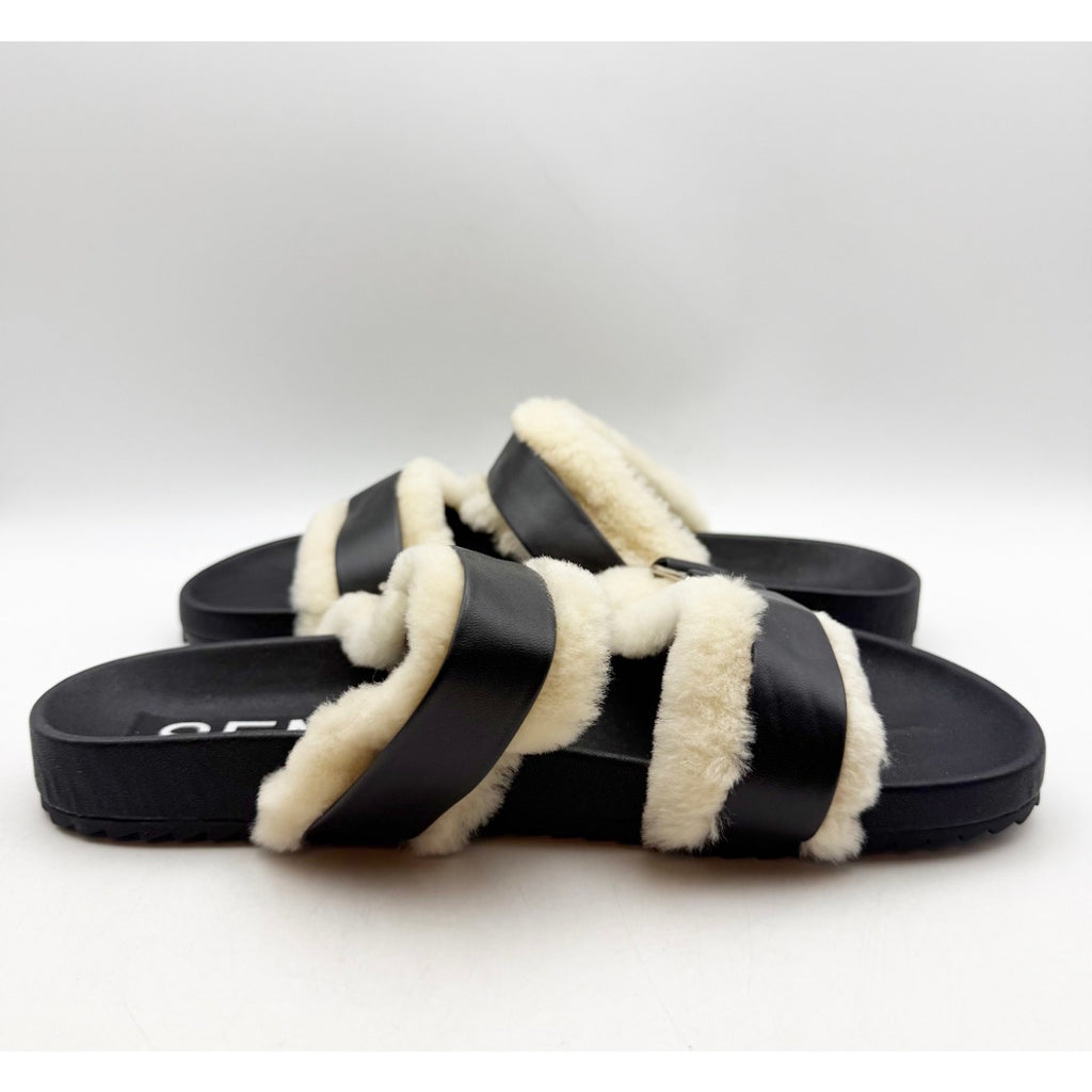 Senso Womens Dalley Slide Sandals EU 41 US 11 M Black Leather Shearling NWOB
