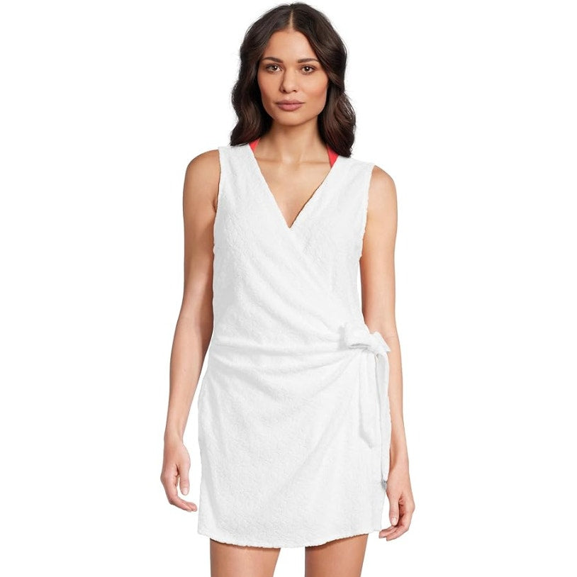 TOMMY BAHAMA Terry Romper Cover Up Medium White Side Tie Textured Spa NWT