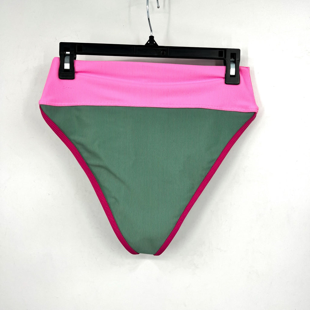 BEACH RIOT Women's Emmy Bikini Bottom Large Green Sage Bloom Colorblock NWT