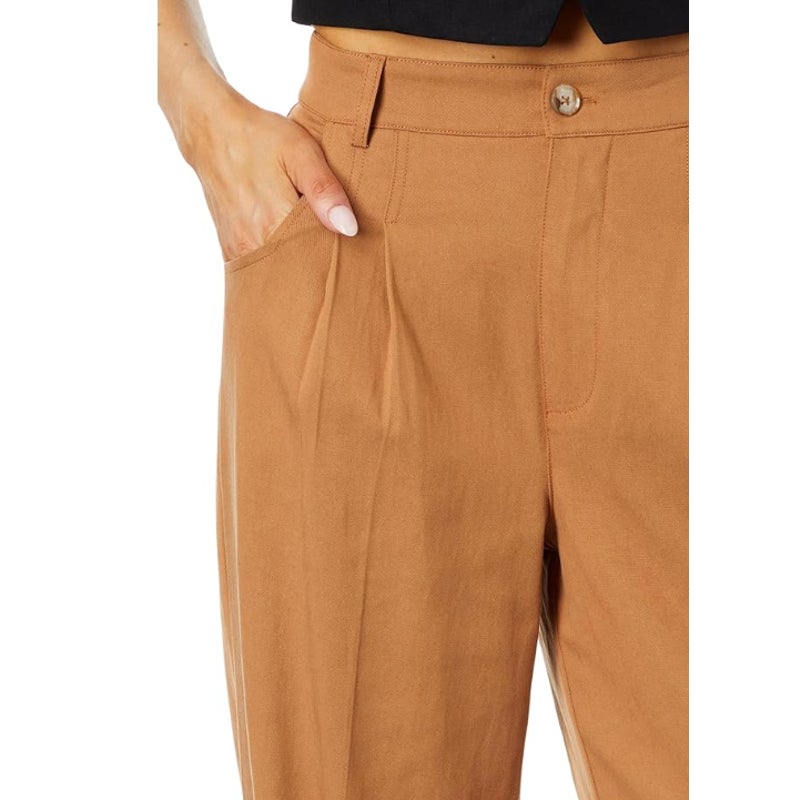 PAIGE Women's Merano Pleated Wide Leg Pants Size 10 Golden Tan Trousers NWOT