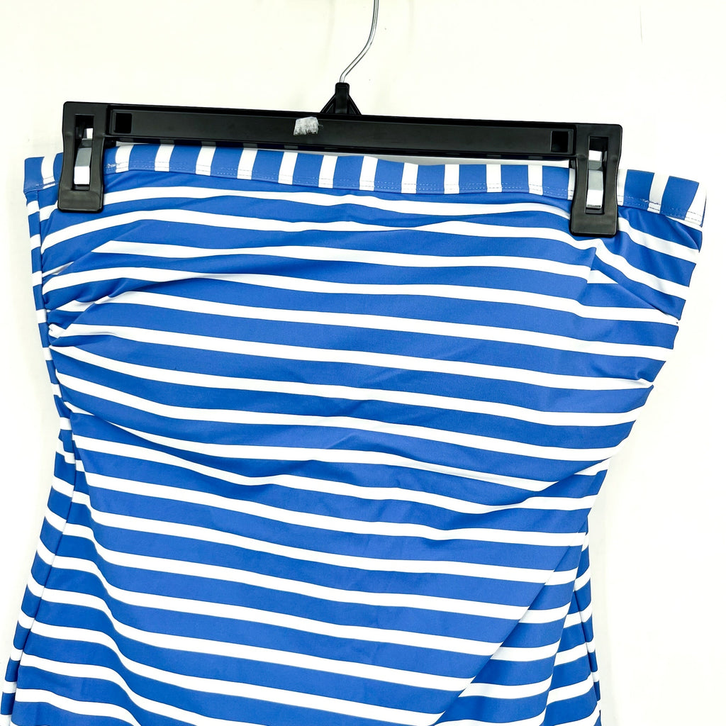 TOMMY BAHAMA Coastline Stripe Bandeau Tankini Top Medium Blue White NWT