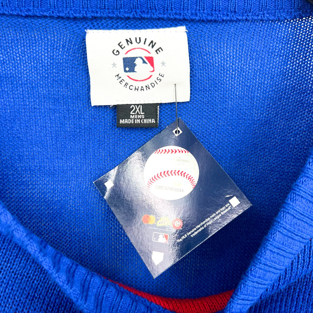MLB GENUINE MERCHANDISE Mens Texas Rangers Crew Sweater 2XL Dark Blue Red NWT
