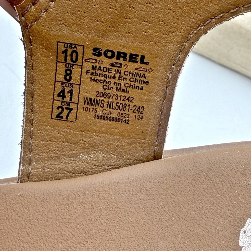 Sorel Womens Dayspring Platform Sandals US 10 EU 41 Brown Leather NWOB