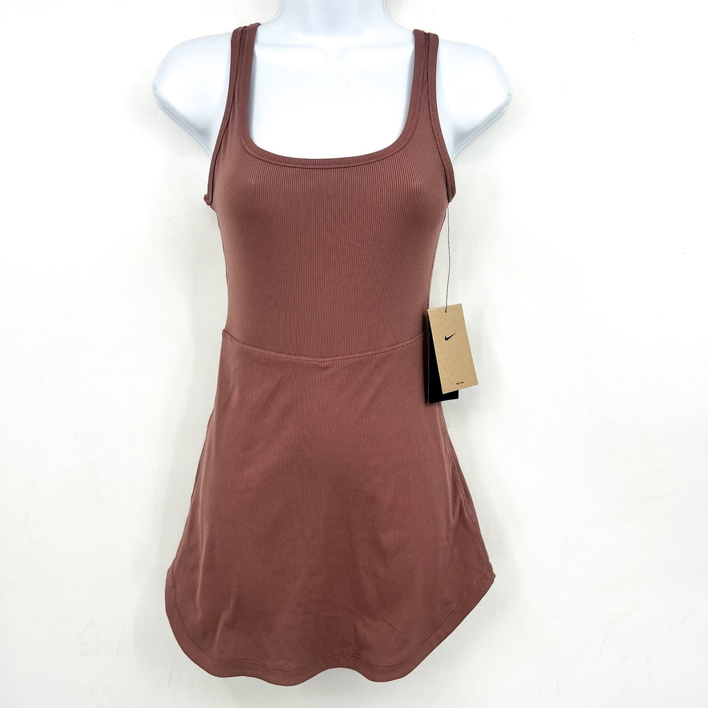 NIKE Women's One Dri-fit Scoop Neck Tank Dress XS Pink Smokey Mauve Skort NWT