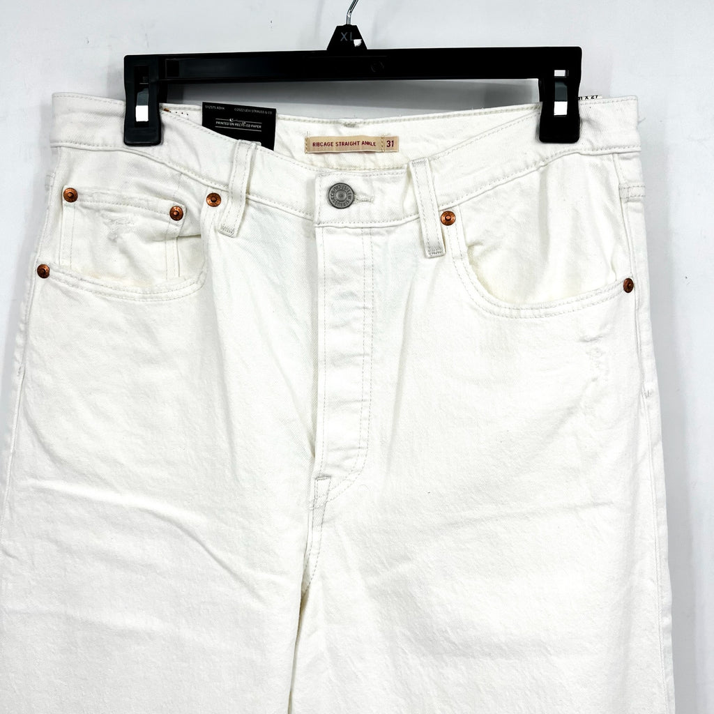 LEVI'S Womens Ribcage Straight Ankle Jeans 31X27 US 12 Cloud White 726930076 NWT