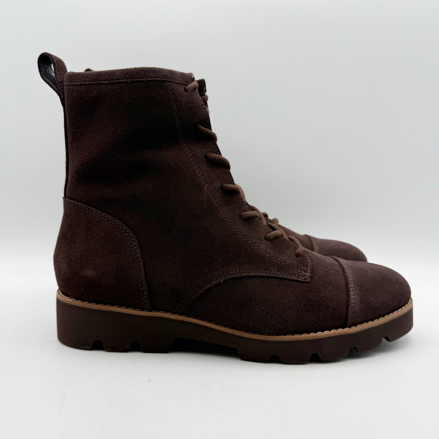 VIONIC Womens Lani ll Combat Boot US 8 Wide Brown Suede Water Repellent NWOB